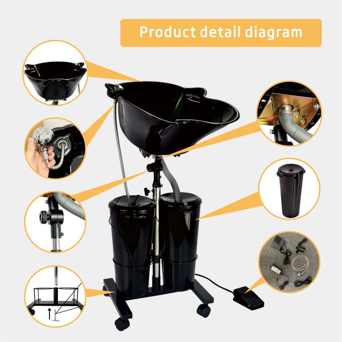 Adjustable Mobile Shampoo Bowl
